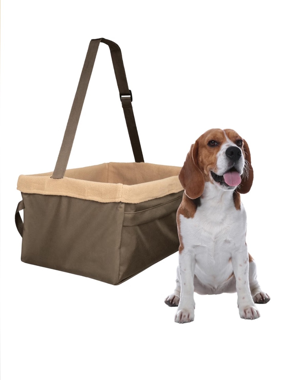PET SAFE Happy Ride Brown Booster Seat, elevates small pets while traveling